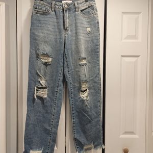 Womans denim ripped jeans